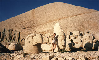 Deborah Shadovitz in Turkey atop Nemrut Dagi